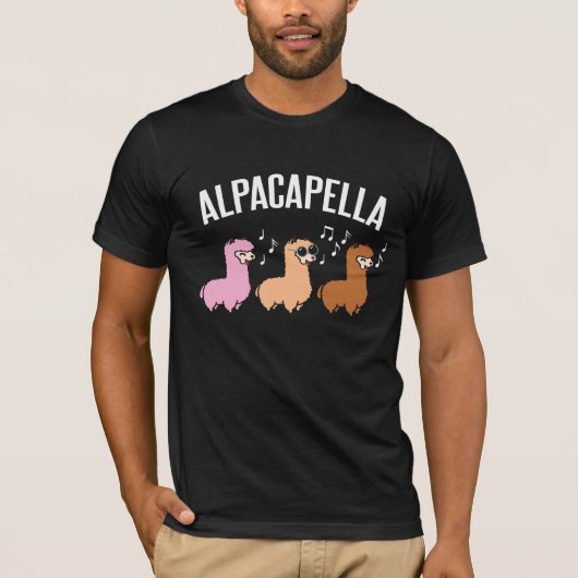 Alpacapella Acapella Alpaka-Lama-Musik-Musiker T-Shirt (Vorderseite)