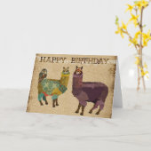 Alpacas & Aquamarin Owl Geburtskarte Karte (Gelbe Blume)