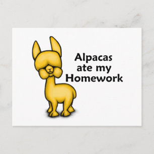Alpacas aß meine Hausaufgaben Postkarte
