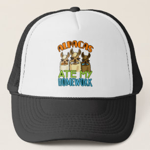 Alpacas Ate My Hausaufgaben Funny Alpaca Truckerkappe