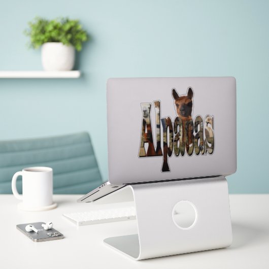 "Alpacas: Ein Furry Friend hinter dem Namen" Aufkleber (Laptop auf Schreibtisch)