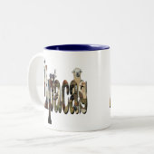 Alpacas-Logo mit Alpacas, Zweifarbige Tasse (Vorderseite Links)