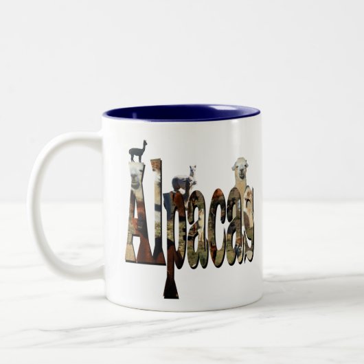 Alpacas-Logo mit Alpacas, Zweifarbige Tasse (Links)