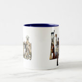 Alpacas-Logo mit Alpacas, Zweifarbige Tasse (Mittel)