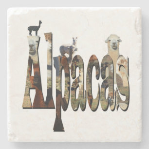 Alpacas mit Alpaca-Bild-Logo, Steinuntersetzer