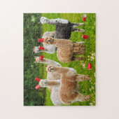Alpacas mit Roten Cups Puzzle (Vertikal)