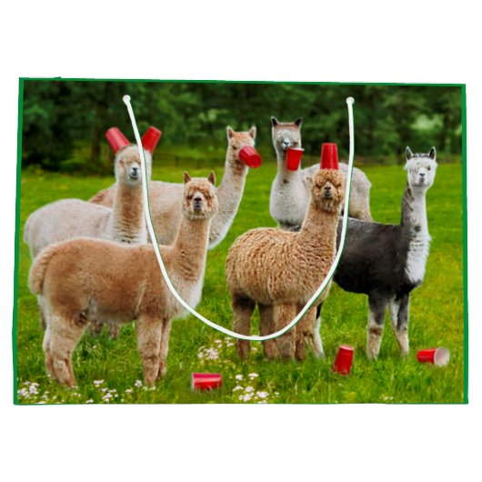 Alpacas mit roten Rassen Große Geschenktüte (Rückseite)