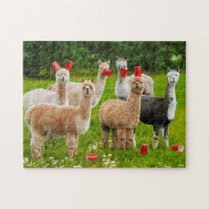 Alpacas mit roten Rassen Puzzle