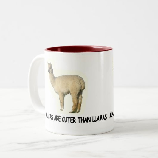 Alpacas sind niedlich als Lamas Zweifarbige Tasse (Vorderseite Links)
