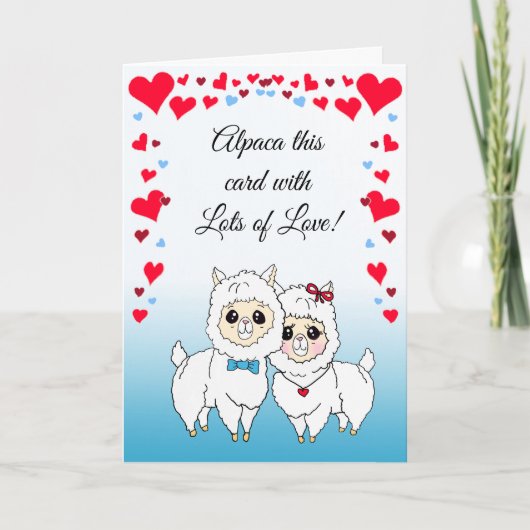 Alpacas und Lamas Der sonnige Valentinstag Karte (Vorderseite)
