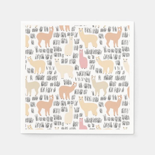 Alpacasmuster Serviette (Vorderseite)