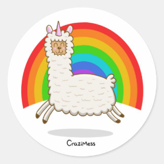 Alpacorn Rainbow Runder Aufkleber