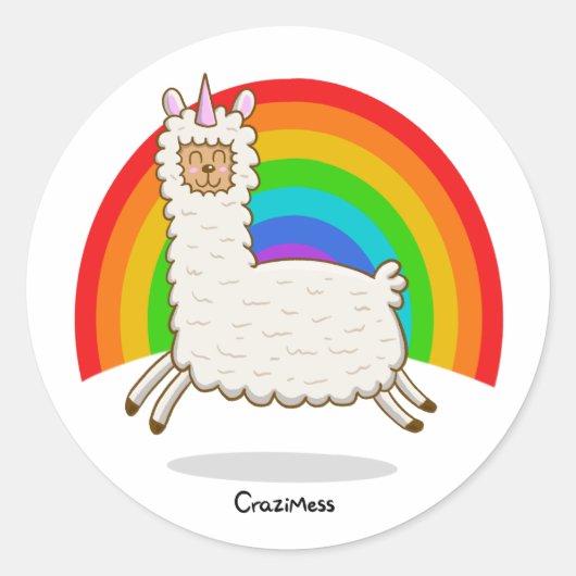 Alpacorn Rainbow Runder Aufkleber (Vorderseite)