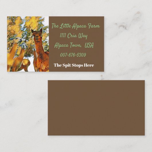 Alpaka-Bauernhof Visitenkarte (Vorne/Hinten)