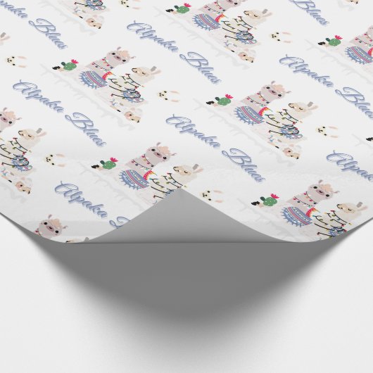 Alpaka Blues Geschenkpapier (Ecke)