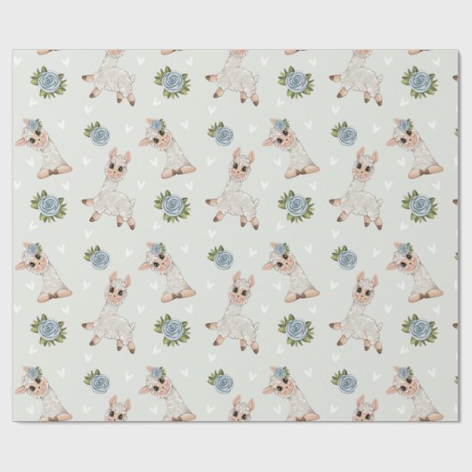 Alpaka-Blume von niedlichem Lama Geschenkpapier (Flach)