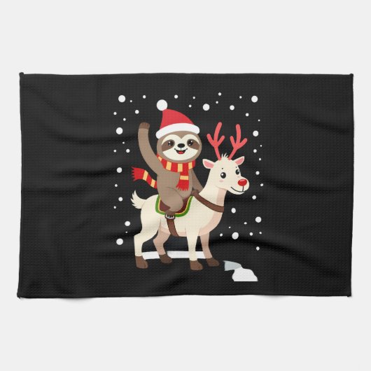 Alpaka-Faultier-Weihnachten (1) Geschirrtuch (Horizontal)
