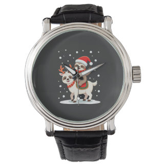 Alpaka-Faultier-Weihnachten (4) Armbanduhr