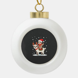 Alpaka Faultier Weihnachten (4) Keramik Kugel-Ornament
