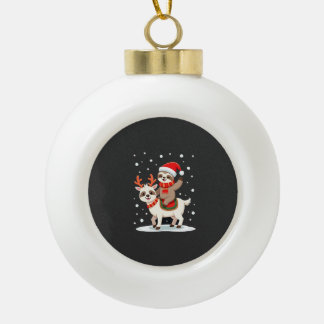Alpaka Faultier Weihnachten (4) Keramik Kugel-Ornament