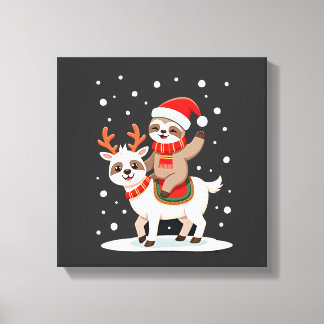 Alpaka-Faultier-Weihnachten (4) Leinwanddruck