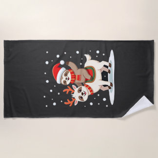 Alpaka-Faultier-Weihnachten (4) Strandtuch