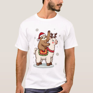 Alpaka-Faultier-Weihnachten T-Shirt