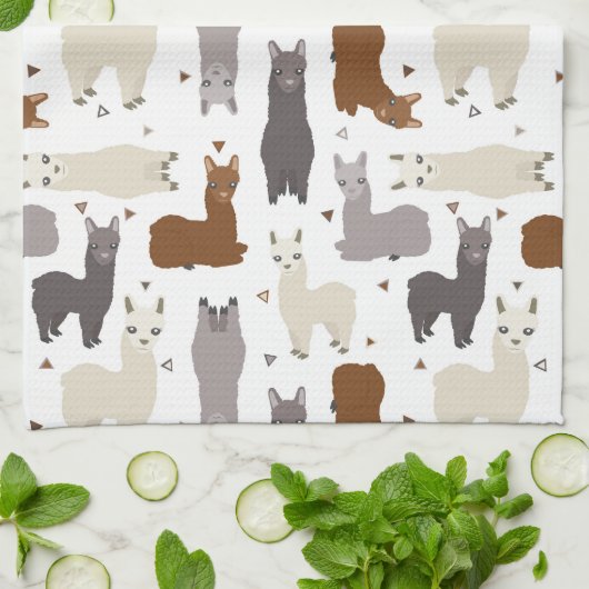 Alpaka-Geo-Muster Handtuch (Gefaltet)