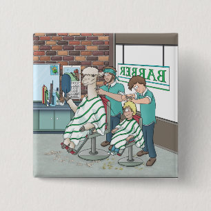 Alpaka-Haarschnitt Button