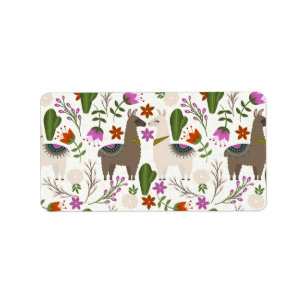 Alpaka-Kaktus-Blumenmuster-Tierliebhaber Adressaufkleber
