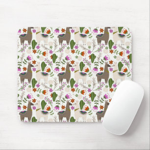 Alpaka-Kaktus-Blumenmuster-Tierliebhaber Mousepad