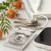 Alpaka-Lächeln personifiziert 2 mit Seiten Schlüsselanhänger (Vorderseite rechts)