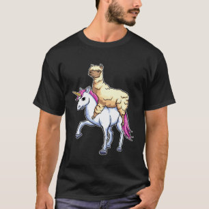 Alpaka Lama Reitet Auf Einem Einhorn Geburtstags K T-Shirt