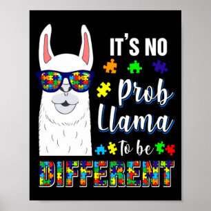 Alpaka Lama Tier Autismus-Bewusstsein T-Shirt Poster