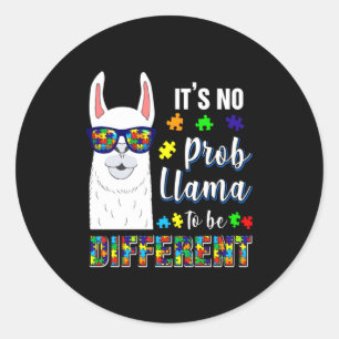 Alpaka Lama Tier Autismus-Bewusstsein T-Shirt Runder Aufkleber