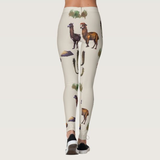 Alpaka Llama, Wasserfarbmuster. Leggings (Rückseite)