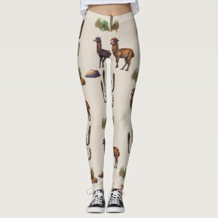 Alpaka Llama, Wasserfarbmuster. Leggings