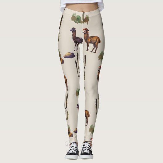 Alpaka Llama, Wasserfarbmuster. Leggings (Vorderseite)