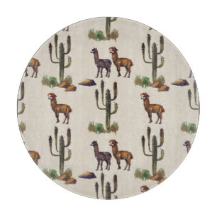 Alpaka Llama, Wasserfarbmuster. Schneidebrett