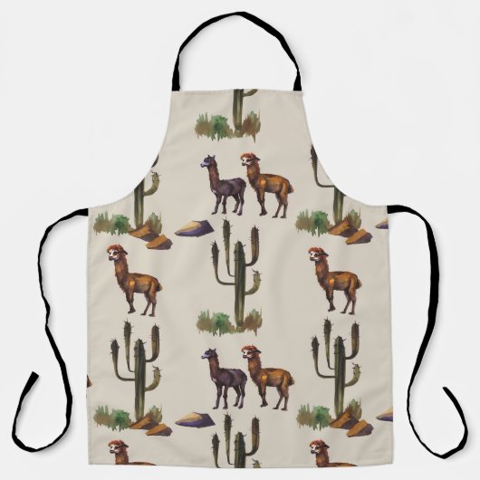 Alpaka Llama, Wasserfarbmuster. Schürze (Vorderseite)