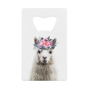 Alpaka mit Blumen Geldbeutel Flaschenöffner