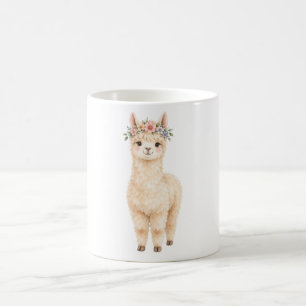 Alpaka mit Blumenkrone Kaffeetasse