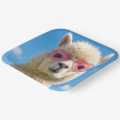 Alpaka mit rosa herzförmiger Brille Pappteller (Gewinkelt)