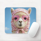 Alpaka mit Schal und Sonnenbrille Mousepad (Mit Mouse)