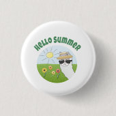 Alpaka-Party Hello Summer Alpaca partytime Button (Vorderseite)