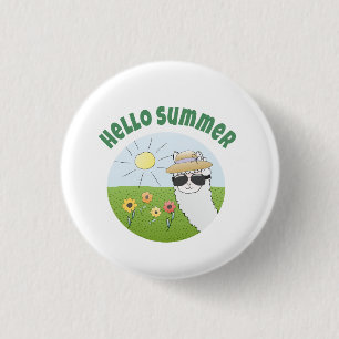 Alpaka-Party Hello Summer Alpaca partytime Button