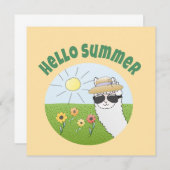 Alpaka-Party Hello Summer Alpaca partytime Einladung (Vorne/Hinten)