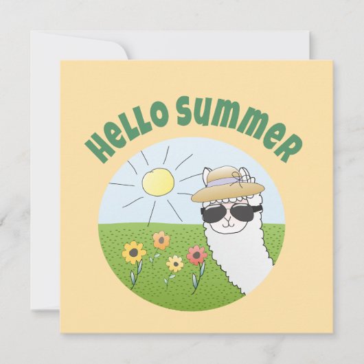 Alpaka-Party Hello Summer Alpaca partytime Einladung (Vorderseite)