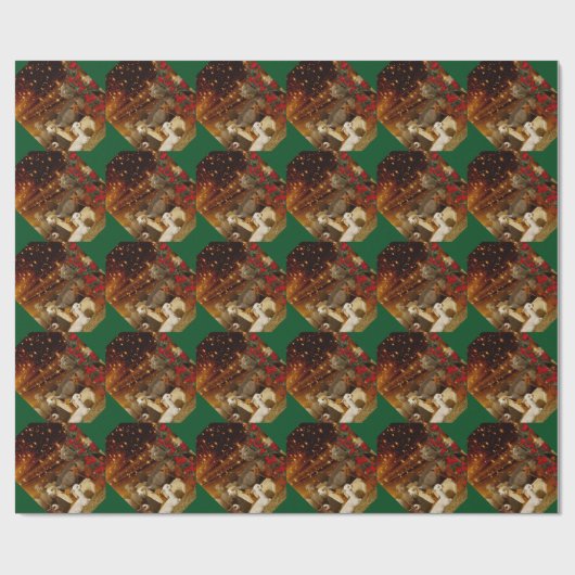 Alpaka-Scheunen-WeihnachtsPackpapier Geschenkpapier (Flach)