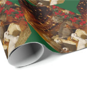 Alpaka-Scheunen-WeihnachtsPackpapier Geschenkpapier (Rolleneckpunkt)